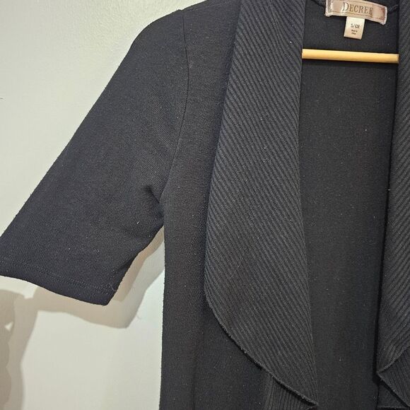 Decree - Cardigan Open Front Draped Ruffle Short Sleeve Y2k - Size S - Black - Picture 5 of 9